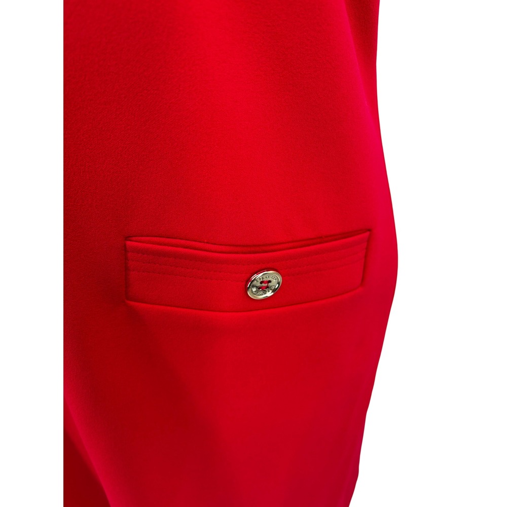 Tommy Hilfiger Sheath Dress Womens 12 Red Gold Button Faux Pocket Cap - Picture 3 of 10